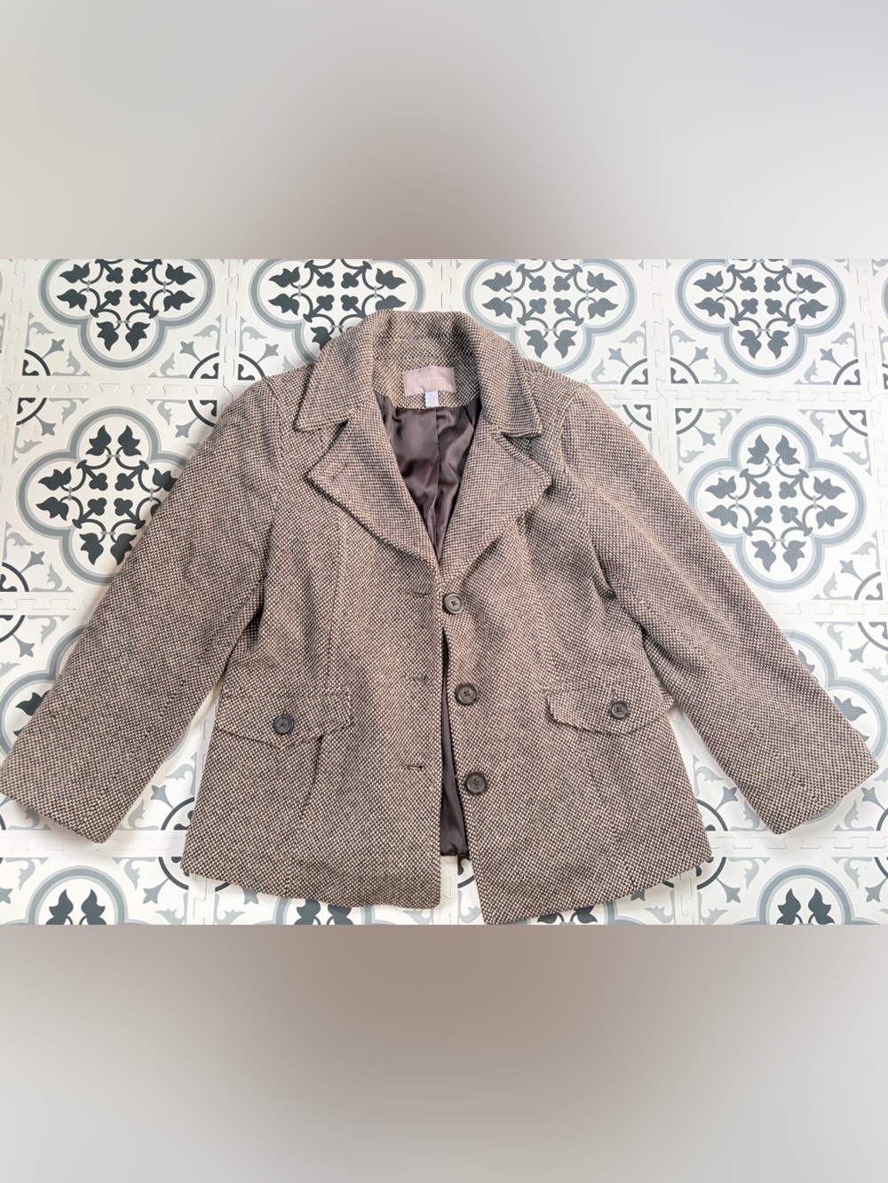 croft & barrow Brown and Cream Tweed Women's Blazer